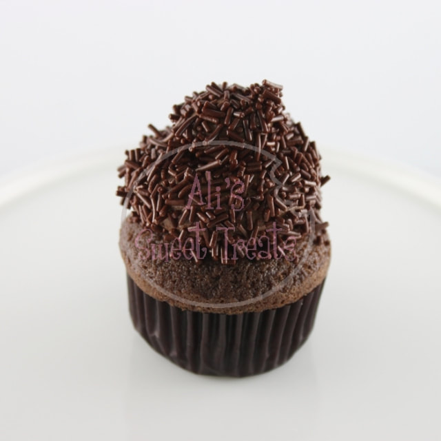 Triple Chocolate - Rich chocolate cake, buttercream and sprinkles. Made with Callebaut Belgian Chocolate. 